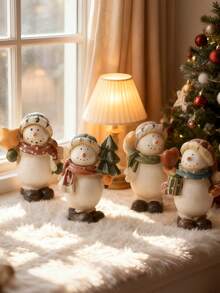 1pc Adorable Christmas Snowman Resin Figures Collection: Cute And Delightful Holiday Decorations With Intricate Holiday Details (Christmas Tree, Star, Gifts, Etc.). Perfect For Home Windowsills, Mantels, Tabletops, Or As Charming Christmas Tree Ornaments. Suitable For Room Decoration, Home Decoration, Birthday Decoration, Kitchen Decoration, Wedding Decoration, Bedroom Decoration, Living Room Decoration, Gifts, And Party Decorations.