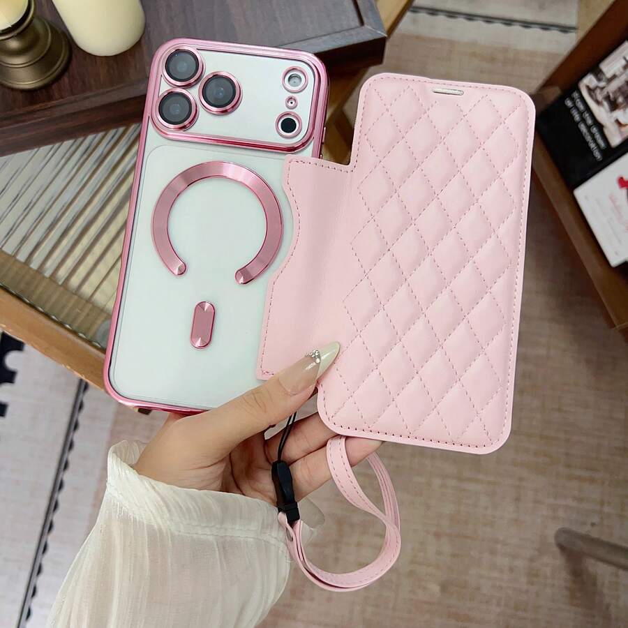 1 件装奢华钻石皮革翻盖手机壳，带挂绳、卡槽和磁扣 - 全方位防震保护壳，带镜头保护膜，兼容 17 Pro Max/17 Pro/17 Air/17/12 Pro Max/12 Pro/12/13 Pro Max/13 Pro/13/14 Pro Max/14 Pro/14/15 Pro Max/15 Pro/15/16 Pro Max/16 Pro/16/16 E 和 Galaxy S25 Ultra/S25+/S25/S25 Edge/S22 Ultra/S23 Ultra/S23+/S23/S24 Ultra/S24 Plus/S24/A07/A16/A17/S23 FE/A55/A56