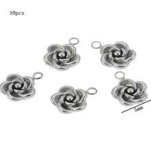 10 件 5/8/10 毫米不锈钢吊饰玫瑰花吊饰 PVD 镀金金属耳环项链手链珠宝制作用品 - 玫瑰花吊墜 - 查看 10
