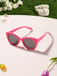 1 pièce Lunettes de mode en acrylique rose pour garçons et filles de 9 à 14 ans, monture œil de chat minimaliste décontractée d'automne de haute qualité pour la décoration vestimentaire et l'usage quotidien