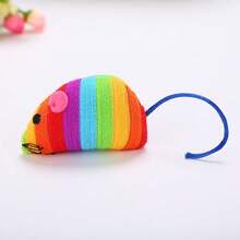 ¡2 ratas de felpa multicolor! Tamaño 7.5*4 cm - Juguetes para gatos vibrantes y suaves! - de colores del arco iris - Ver 3