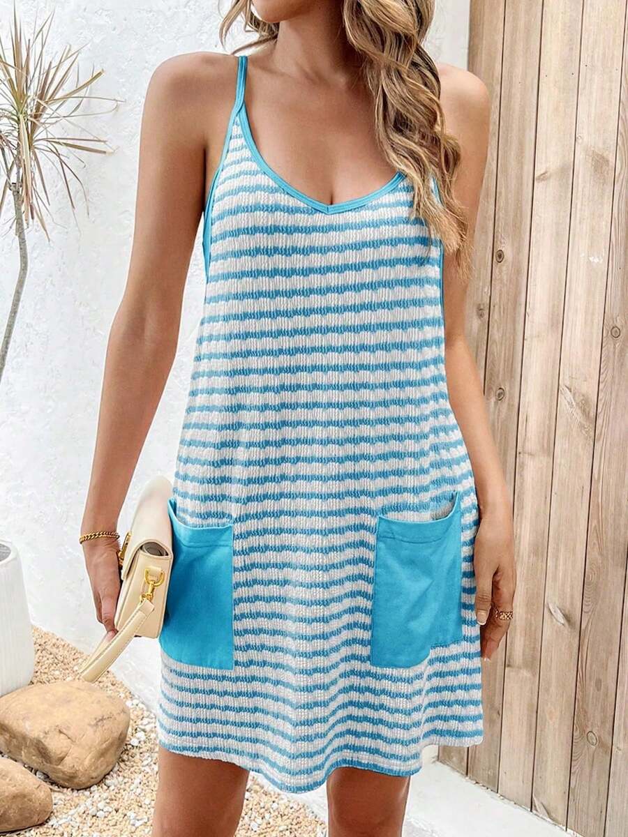 Women's Tennis Dress Athletic Mini Romper With Built In Shorts Summer Vacation Outfit - Lake Blue - View 1