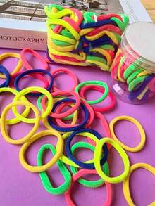 50pcs Canned Hair Accessories 4cm/1.57in Basic Multi-Color High Elasticity Hair Free Random Mixed Color Rubber Band Hair Accessories For Women, Fashionable And Versatile, High-End And Elegant Temperament, Simple And Minimalist Wind Hair Rope Bathroom Hair Accessories Suitable For Daily Outings, Leisure Parties, Commuting, Beach Vacations, Washing, Makeup, Tying Hair, Makeup, Matching Clothes, Headwear Accessories ,Ponytail Holders ,Hair Elastics ,Hair Rubber Bands ,Scrunchies