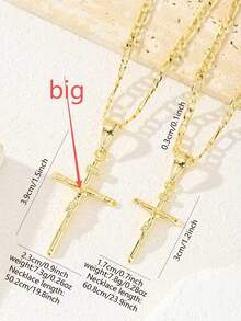 Bộ 1 dây chuyền mặt thánh giá tôn giáo, phù hợp cho phụ nữ, đa năng khi mặc vào mùa hè, đi biển, làm quà tặng lễ Phục sinh, tự đeo - Vàng - Xem 9