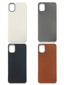 4-Pack Luxury Leather Texture Phone Cases, Compatible With IPhone & Galaxy, Black, Grey, Brown, Beige - Multicolor - View 53