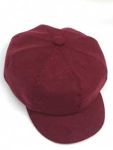 时尚纯色羊毛报童帽，秋冬英伦复古八角艺术家贝雷帽，百搭