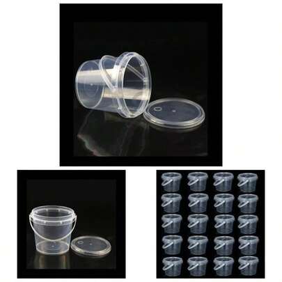 20 Pack 17oz Slime Containers, 500ml Empty Slime Buckets With - Tight Lids And Handle, Plastic Storage Jars Storage Slime Making, Candy, Beads, Art Crafts, Lotion