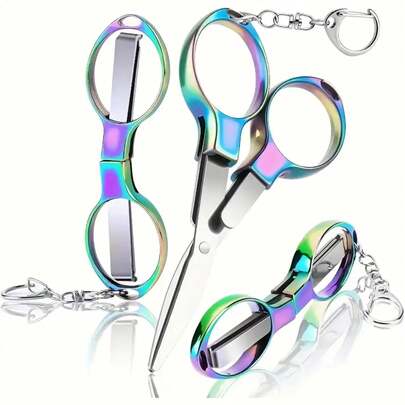 1 Piece Office Knife Stainless Steel Folding Scissors, Portable For Travel, Fishing Line Cutter, Multi-Purpose Outdoor Activities, Sharp Polished Blade, Office Use.Sewing And Daily Work