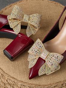 1 Pasang Jepit Sepatu Pita Berlian Imitasi, Jepit Sepatu Lipat Elastis Berbentuk Bunga yang Glamor dan Dapat Dilepas, Cocok untuk Pernikahan, Pesta, Gala, Serbaguna untuk Sepatu Hak Tinggi, Sepatu Datar, dan Tas - Sampanye - View 6