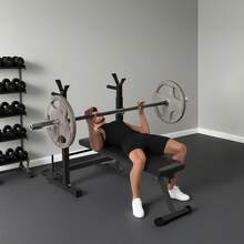 SOOZIER Adjustable Weight Bench, Foldable Bench Press With Barbell Rack And Dip Station For Home Gym, Strength Training Multiuse Workout Bench, Black - Black - View 1