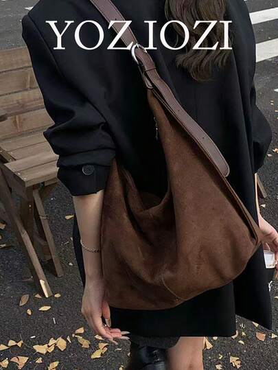Korean Style Matte Tote Bag For Women, Large Capacity One Shoulder Underarm Vintage Commute Outing Daily Tote Bag, Back To School Season