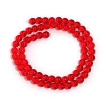 1 pieza Cuerda de cuentas de vidrio rojas, de 4/6/8/10/12mm, elegante y casual para hacer joyas DIY, apto para pulseras, collares, joyería, encantos de teléfono, llaveros, accesorios decorativos - Rojo - Ver 10