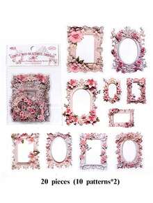 20pcs/Pack Flower & Frame Museum Series Sticker Set, Waterproof Material For Diy Scrapbooking Decoration Back To School