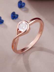 خاتم زركونيا اصطناعي أنيق، رمز للحب عصري، مناسب للذكرى السنوية وحفلات