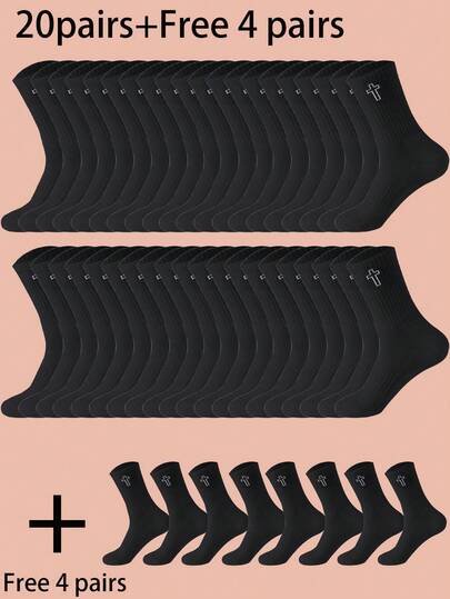 Buy 20 Pairs, Get 4 Pairs Free! 24/12/6/3/1 Pair Plus Size Women Leopard Print Mid-Calf Socks, Versatile Sports & Casual Socks, Odor-Resistant & Moisture-Wicking Mid-Calf Sports Socks, Men's Mid-Calf Socks, High Elasticity, Soft, Comfortable, Breathable Socks, Suitable For Men And Women For Daily Wear, Simple And Comfortable Unisex Mid-Calf Socks