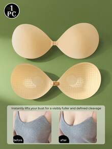 半件装女士隐形硅胶无肩带聚拢文胸 | 瞬间提升胸部，适合露背连衣裙和特殊场合