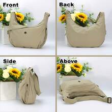 Borsa a Tracolla Leggera in Nylon da Donna - Grande Capacità Multi-Tasca con Chiusura a Cerniera, Tracolla Larga Regolabile, Design Elegante a Colore Solido per Pendolarismo Quotidiano e Viaggi Casual (6 Colori: Verde Scuro, Marrone Chiaro, Viola Lavanda, Giallo, Nero), Borsa da Viaggio Sicura| Borsa dal design elegante