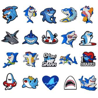 20pcs Cute Shark Themed Shoe Charms - Shoe Accessories And Decorations