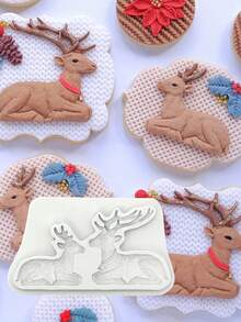 1 件圣诞松果、驯鹿、圣诞老人图案硅胶模具树脂模具 DIY