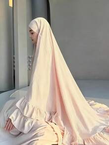 1 pieza Pañuelo de cabeza elegante con pliegues, adecuado para el uso diario y la oración de las mujeres (pañuelo de cabeza), abaya