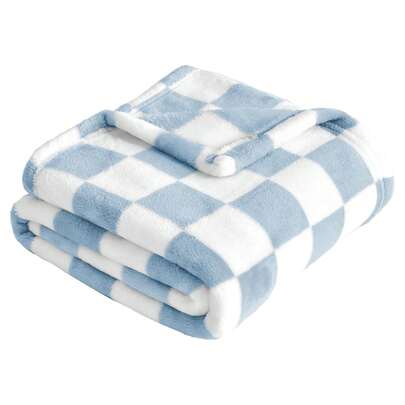 1pc Plaid Wool Baby Blanket, Super Soft Cozy Fluffy Baby Blanket, Suitable For Baby Walkers Newborns, 30 X 40 Inches, Blue