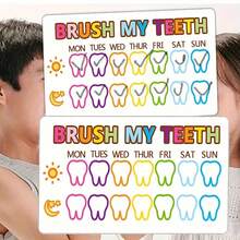 50 piezas Tarjetas de recompensa para cepillarme los dientes - Rastreador de hábitos de cepillo de dientes colorido para jóvenes, 5.08x8.89 cm, herramienta de cuidado dental motivacional con patrones claros, material de papel duradero