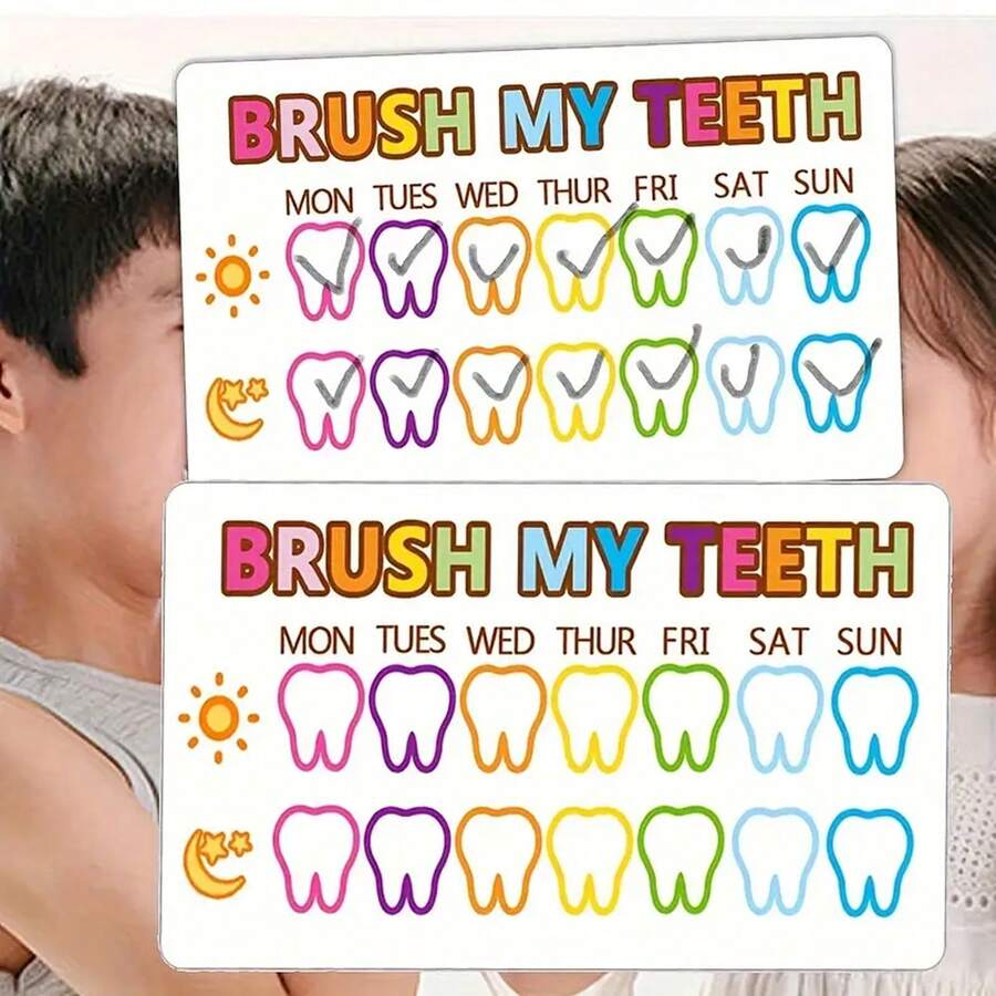 50 piezas Tarjetas de recompensa para cepillarme los dientes - Rastreador de hábitos de cepillo de dientes colorido para jóvenes, 5.08x8.89 cm, herramienta de cuidado dental motivacional con patrones claros, material de papel duradero