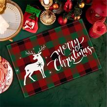 Set de 1/4/6 piese de șervețele imprimate cu tematică de Crăciun, imprimeu modern din fibră de poliester pentru bucătărie/masă, potrivit pentru decorarea de Crăciun în restaurante și bucătării.