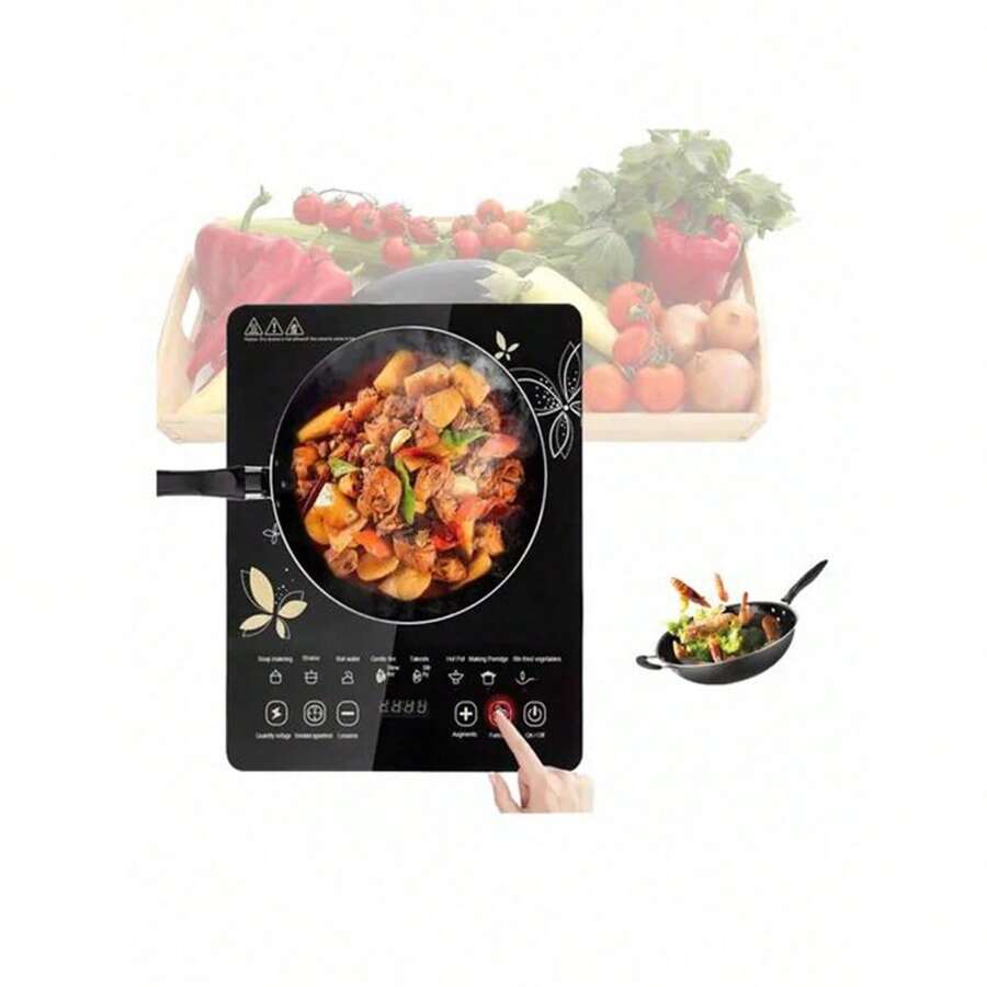 Portable Induction Cooktop, 2200 Watt On/Off Induction Hot Plate With LCD Sensor Touch Cooking Program Presets Pot Detection And Automatic - Black - View 1