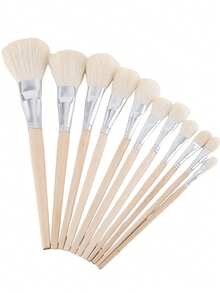 11Pcs/Set, Deluxe Goat Hair Paint Brush Set - Versatile Blending Brushes For Acrylic, Watercolor, Oil Painting, Face, Body Art - Soft, Flexible, Easy-Clean,