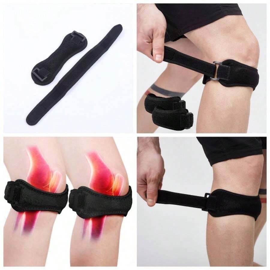 - Paquete de 2 correas de rodilla para tendn rtula, rodillera, alivio del dolor, soporte para tendn rotuliano, soporte ajustable para baloncesto, correr, ftbol, voleibol, tenis - inicial - Ver 1