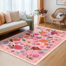 Bcareself Washable Hot Pink Area Rug Hot Pink Boho Large Living Room Rug Floral Non-Slip Soft Oriental Vintage Color Bedroom Carpet Dining Room Nursery Home Office Indoor Decor - 玫紅色 - 查看 11
