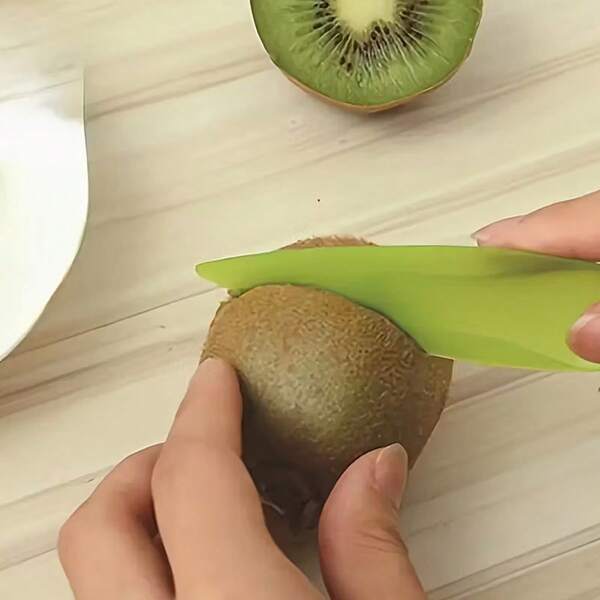 Kiwi Löffel und Schäler Werkzeug Set, multifunktionaler Kunststoff Kiwi Löffel und Scheibenschneider, tragbarer Obst Löffel und Messer Kleinwerkzeug