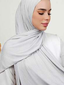 1pc Ready To Wear Instant Jersey Hijab Scarf, Breathable Muslim Headscarf For Women For Dress - Multicolor - View 8