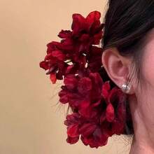 1/2pcs Red Flower U-Shaped Hair Clip, Unique Chinese Style Hair Accessory, Suitable For Cheongsam, Hair Accessories, New Year Glamour