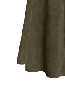 Plus Size Front Button Closure Minimalist A-Line Skirt, Casual Everyday Wear - 軍綠色 - 查看 5