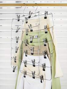 6 couches Cintre à pantalon pliable en acier inoxydable, Ensemble de cintres à jupes, Organisateur de vêtements multi-niveaux économe en espace pour armoire et placard, Convient pour les jeans, les jupes et plus, Construction en métal pour une organisation efficace de la garde-robe