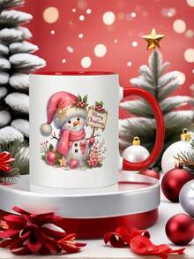 1 pieza Taza de cerámica de 11 onzas con diseño de Papá Noel, taza linda con muñeco de nieve, opción perfecta para regalos de Navidad, taza de té para amantes del café, regalos de Acción de Gracias y cumpleaños, regalos para fiestas navideñas, decoraciones de otoño, recipientes para bebidas calientes y frías en invierno, reutilizable, suministros de cocina ideales, ¡regalos multifuncionales para el Día de San Valentín y bodas! - Multicolor - Ver 6
