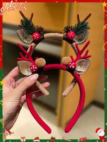 2pcs Women's Christmas Reindeer Antler Headband, Sweet & Cute Style, Female Hair Accessory, Christmas Hair Decoration, Suitable For Holiday Parties, Christmas Costume Accessory, Winter Female Accessory, Christmas Gift, Winter Hair Accessory, Beauty, Hair Band Hair Hoop ,Hairband For Women - Multicolor - View 3