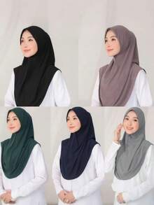 1 件女士头巾帽 - 防晒头巾，适合户外穿着，穆斯林伊斯兰平纹针织莫代尔头巾，即时头巾，女士头巾，长围巾，头巾披肩帽 - 彩色 - 查看 12