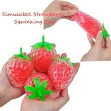 2pcs Realistic Strawberry Squeeze Toys - TPR Material, Halloween Party Favors Or Gifts Friends And Family, Novelty Stress Relief Toys|Playful Design|Durable Squeeze Toy