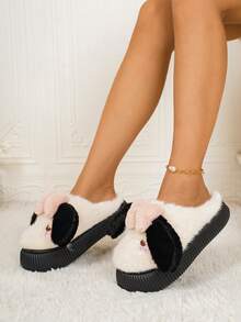 Women's Cartoon Rabbit House Slippers, Lightweight, Comfortable, Warm, Closed Toe, Suitable For Autumn/Winter, Indoor, Home, Living Room, Student Dorm, Fun Slippers