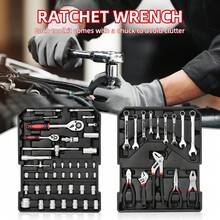 899Pcs Tool Set, Heavy-Duty 4-Layer Metal Tool Box With Wheels, Complete Hand Tools Kit Includes Socket Set, Wrench Set, Screwdriver Set For Home Improvement, Automotive Repair, DIY Projects - Màu Khaki - Xem 6