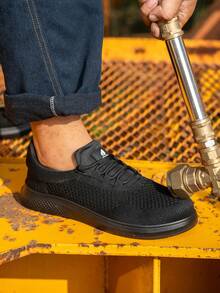 Steel Toe Shoes For Men, Black Anti Smashing And Anti Puncture Forging Workshop,Construction Work & Daily Wear Indestructible Shoes - Black - View 2