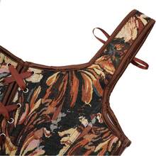 Women's Waist Cincher Bustier Boned Corset With  Design In 2025 - Brown Retro Country Style - View 7