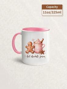 1pc Reindeer & Secret Santa 11oz Ceramic Mug - Double-Sided Design, Christmas Mug For Coffee, Tea, Hot Chocolate, Festive Gingerbread, Candy Cane & Snowflake Pattern,Reusable, Perfect Christmas Gift For Everyone, Winter Coffee Cups,Suitable For Hot Or Cold Drinks,Valentines Day Gifts,Friends Anniversary Festival,Party,Wedding