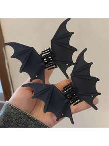 Bat Design Hair Claw Clip Punk Style Ponytail Holder Accessories For Women Girls Daily Wear Party Clothing Decor Halloween Gift Plain Star Hairpin
