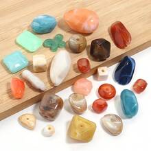 50g/Paquete, aproximadamente 20-40 piezas de cuentas acrílicas asimétricas, cuentas sueltas de estilo mixto, cuentas de moda casual vintage marrón para otoño/invierno, para hacer joyas, manualidades DIY, cuentas espaciadoras para collares, pendientes, joyas, artesanías, adornos para teléfonos, llaveros, accesorios decorativos - Mezclar formas - Ver 4