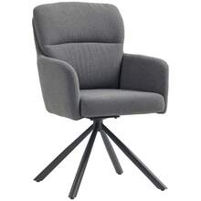 Upholstered Dining Chair, Kitchen Chair With Thick Padding, Armrests, Metal Legs, Grey