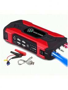 Compact & Portable Car Jump Starter With LED Flashlight - Auto Battery Booster, Fast Charging, Emergency Jump Start, Multi-Device Compatible With Cars, Motorcycles, Trucks, SUVs, Essential Companion For Outdoor Use - Multicolor - View 11